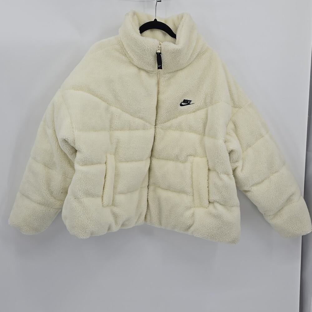 Nike Therma Fit Sherpa Womens Full Zip Jacket Coat Ivory Cream Womens Size XXL